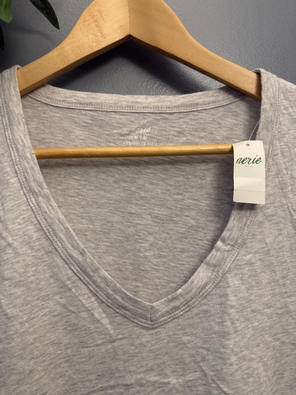 aerie Short Sleeve V-Neck Tee - Light Gray - Picture 2 of 9